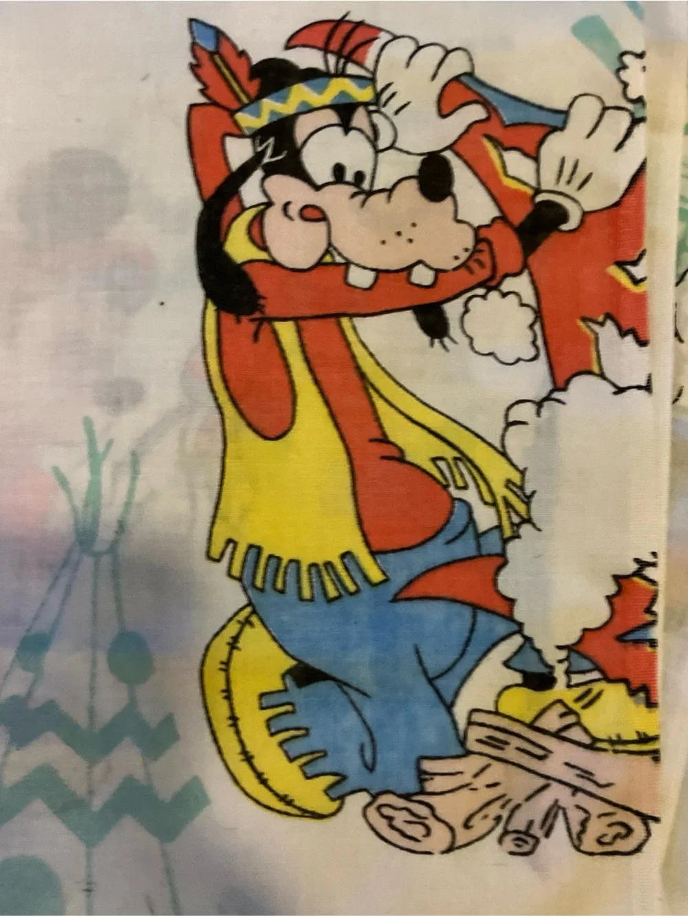 Vintage Disneyland Pacific Frontierland Mickey band Flat Top Sheet Twin Bed